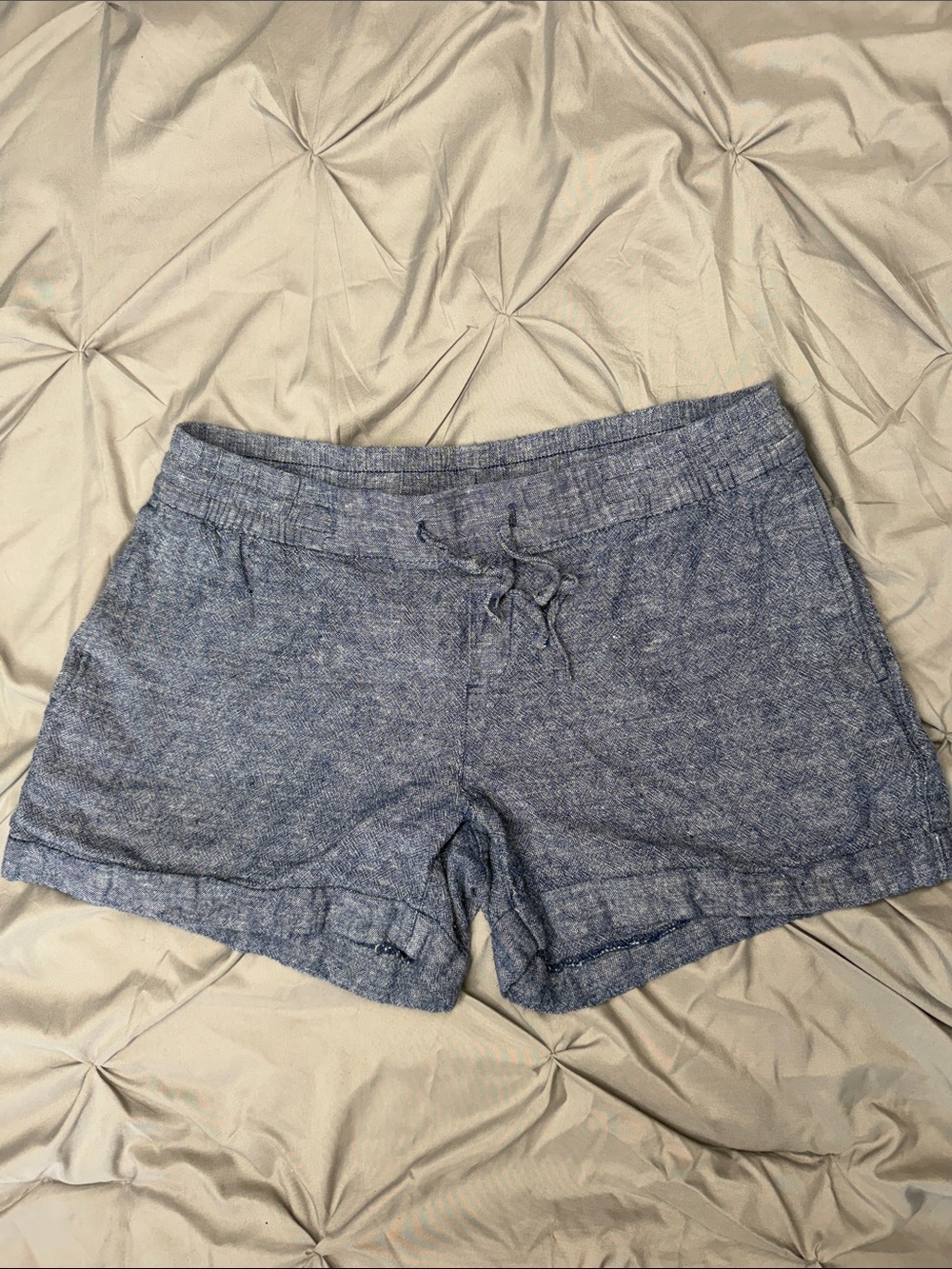 Old Navy Women’s Blue Linen Knit Lounge Shorts - Casual Drawstring - Medium